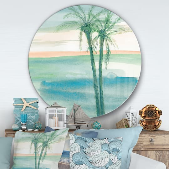 Designart - Peaceful Dusk II Tropical - Nautical & Coastal Metal Circle Wall Art